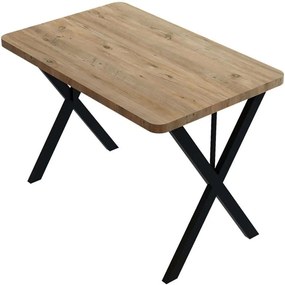 Τραπέζι Zeryin 321-000084 110x70x75cm Oak-Black Melamine, Metal