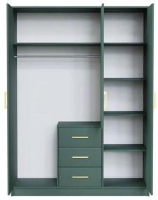 Σετ επίπλων Honolulu A108, 411x200x58cm, Πράσινο, Πλαστικοποιημένη μοριοσανίδα, Πόρτες ντουλάπας: Με μεντεσέδες, Καθρέφτης, Πόδια: Πλαστική ύλη
