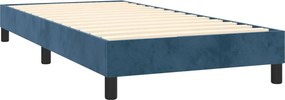 vidaXL Κρεβάτι Boxspring με Στρώμα Σκούρο Μπλε 90x190 εκ. Βελούδινο