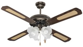 Eurolamp Ανεμιστήρας Οροφής 70W Με 4 Φώτα Φ130cm Αντικέ Μπρονζέ 147-29005