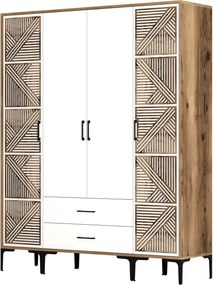 Τετραφυλλη Ντουλαπα Καρυδια/Λευκο KUMSAL 47.5x160x201.4