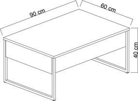 Τραπέζι Σαλονιού - Luxe - Χρώμα Ανθρακί Silver 90x60x40εκ