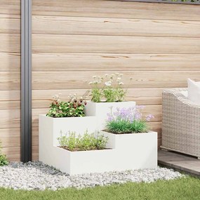 vidaXL Κήπος Γλάστρα 100x100x60 εκ. Λευκό Ατσάλι