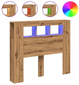 vidaXL LED κεφαλάρι Artisan Oak 120x18,5x103,5 cm Κατασκευασμένο ξύλο