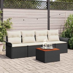 vidaXL Σετ Καναπέ Κήπου 5 pcs Μαύρο Πολυ ράταν
