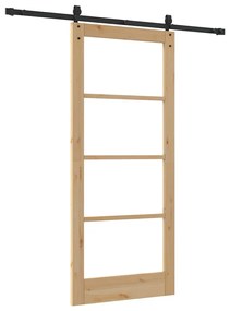 vidaXL Ολισθητή Πόρτα Καφέ 86 x 198.5 cm Ξύλο και μέταλλο
