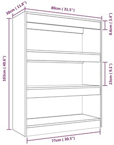 vidaXL Βιβλιοθήκη/Διαχωρ. Χώρου Γκρι Σκυρ. 80x30x103 εκ. Επεξεργ. Ξύλο