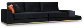 Καναπές 3θέσιος PWF-0511 ύφασμα μαύρο-χρυσό 320x102x84εκ Υλικό: FABRIC - METAL - WOOD 071-001137
