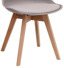 Καρέκλα τραπεζαρίας Viva Megapap PP - PU cappuccino - ξύλινο φυσικό πόδι 48,5x54x80εκ.