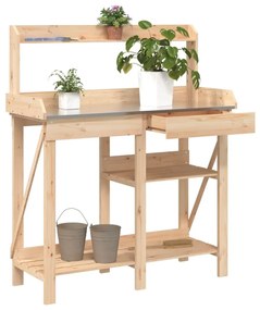 vidaXL Πάγκος για Γλάστρες με Ράφια από Μασίφ Ξύλο Ελάτης