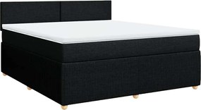 vidaXL Κρεβάτι Boxspring με Στρώμα Μαύρο 180x200 εκ. Υφασμάτινο