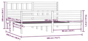 Πλαίσιο Κρεβατιού Λευκό 180 x 200 εκ. Μασίφ Ξύλο Super King - Λευκό