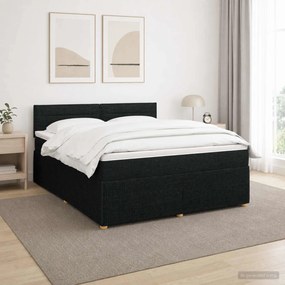 vidaXL Κρεβάτι box spring με στρώμα Μαύρο 140 x 190 cm Ύφασμα