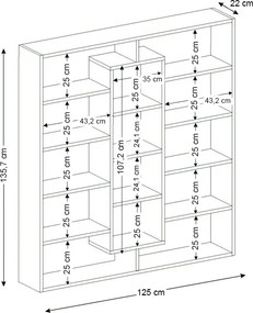 Βιβλιοθήκη Ample Megapap χρώμα καρυδί 125x22x135,7εκ.