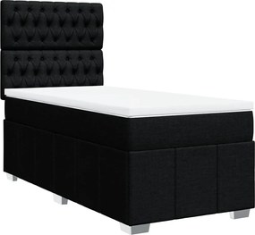 vidaXL Κρεβάτι Boxspring με Στρώμα Μαύρο 100 x 200 εκ. Υφασμάτινο