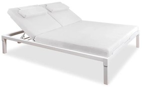 Ξαπλώστρα-διπλό κρεβάτι Zakinthos με σκελετό αλουμινίου - άσπρο - δερμάτινο μαξιλάρι 210x166x40Η BIO