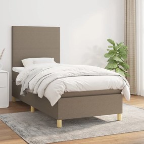 Κρεβάτι Boxspring με Στρώμα Taupe 90x190 εκ.Υφασμάτινο