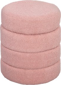 Σκαμπό, στρογγυλό, teddy fleece, έως 120kg, Φ40x45H cm, ροζ
