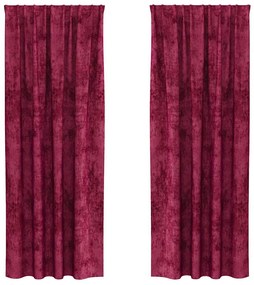vidaXL Κουρτίνα με κουρτίνες 2 pcs Μπορντό 245 x 140 εκ. Βελούδο