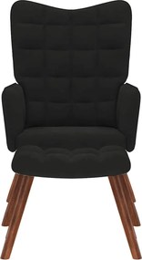 vidaXL Πολυθρόνα Χαλάρωσης με Σκαμπό από Μαύρο Βελούδο