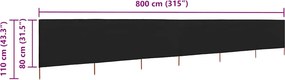 vidaXL Προστατευτικό Αέρα με 6 Πάνελ Μαύρο 800 x 80 εκ. Υφασμάτινο