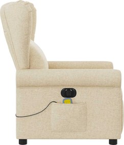 vidaXL Πολυθρόνα Μασάζ Ανακλινόμενη Ηλεκτρική Κρεμ Υφασμάτινη