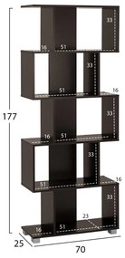 ΒΙΒΛΙΟΘΗΚΗ ΜΕΛΑΜΙΝΗΣ EZIR HM2385.01 ΒΕΓΓΕ 70x25x177Υ εκ. - HM2385.01