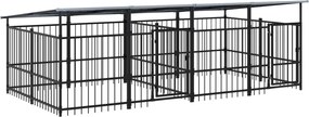 vidaXL Υπαίθριο Κλουβί Σκύλων με Οροφή από Χάλυβα 7,51 μ²