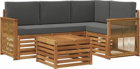 vidaXL Σειρά Καναπέ Εξωτερικού 5 pcs Φυσικό και Ανθρακί