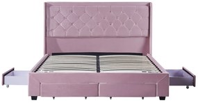 Κρεβάτι Διπλό ArteLibre ANNONA Ανοιχτό Ροζ Βελούδο 217x175x117.5cm (Στρώμα 160x200cm)