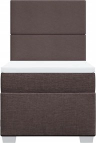 vidaXL Κρεβάτι Boxspring με Στρώμα Σκούρο Καφέ 90x200 εκ. Υφασμάτινο