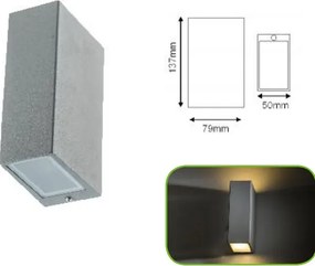 Led απλίκα επίτοιχη UP-DOWN CUBES 2W 230V SMD EPISTAR LED 3000k θερμό λευκό φως γκρι