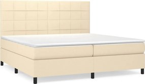 vidaXL Κρεβάτι Boxspring με Στρώμα Κρεμ 200x200 εκ. Υφασμάτινο