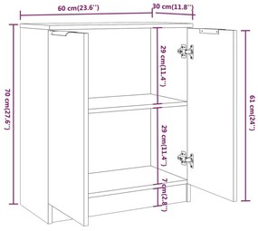 vidaXL Ντουλάπι Λευκό 60 x 30 x 70 εκ. από Επεξεργασμένο Ξύλο