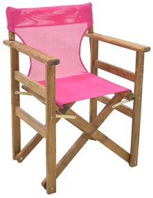 Director&#039;s armchair frame Retto solid beech walnut-PVC pink 61x51x86 εκ.