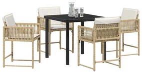 vidaXL Σέτ φαγητού για κήπο 5 pcs Μπεζ συνθετικό ρατάν