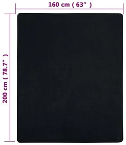 vidaXL Σεντόνια με Λάστιχο 2 τεμ. Μαύρα 160x200 εκ. Βαμβακερό Ζέρσεϊ
