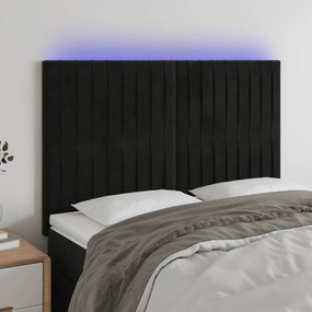 Κεφαλάρι Κρεβατιού LED Μαύρο 144x5x118/128 εκ. Βελούδινο 3122712