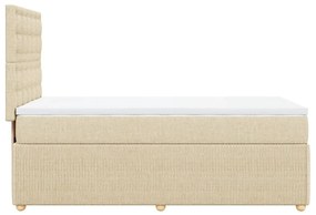 vidaXL Κρεβάτι Boxspring με Στρώμα Κρεμ 90x190 εκ.Υφασμάτινο