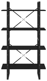 Βιβλιοθήκη με 4 Ράφια Μαύρη 80 x 30 x 140 εκ. από Επεξ. Ξύλο - Μαύρο