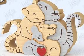 Σετ των 2 Intra απο ξύλο plywood 3mm-4mm πάχος – Οικογενειακό παζλ Αρουραίων Κοπή λέιζερ | Αρχείο CNC Δίασταση 20x20 cm INTRAFABR-119952450