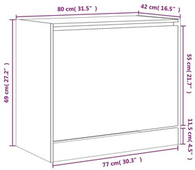 Παπουτσοθήκη Μαύρη 80x42x69 εκ. από Επεξεργασμένο Ξύλο - Μαύρο