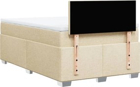 vidaXL Κρεβάτι Boxspring με Στρώμα Κρεμ 120x190 εκ. Υφασμάτινο