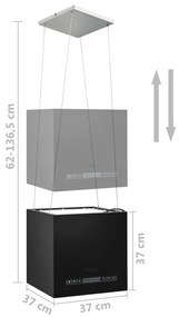 Απορροφητήρας Νησίδα Κρεμαστός Αφής με LCD 37 εκ. Ατσάλινος - Μαύρο