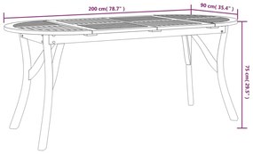 ΤΡΑΠΕΖΙ ΚΗΠΟΥ 200X90X75 ΕΚ. ΑΠΟ ΜΑΣΙΦ ΞΥΛΟ ΑΚΑΚΙΑΣ 363307