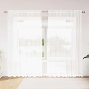 vidaXL Κουρτίνα Δαντέλας με κουρτίνες Λευκό 240 x 200 cm Πολυεστέρας