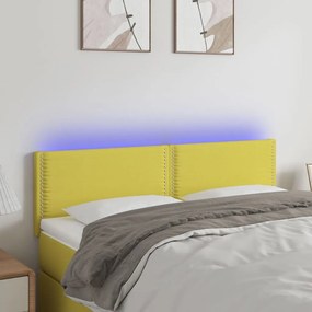 Κεφαλάρι Κρεβατιού LED Πράσινο 144x5x78/88 εκ. Υφασμάτινο - Πράσινο