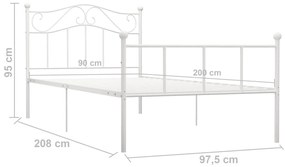vidaXL Πλαίσιο Κρεβατιού Λευκό 90 x 200 εκ. Μεταλλικό
