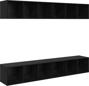 vidaXL Σετ επίπλου τηλεόρασης 4 pcs Μαύρη Οξυά Επεξεργασμένο Ξύλο