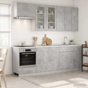 vidaXL Μονάδα κουζίνας LYON 8 pcs Γκρι Σκυροδέματος Επεξεργασμένο Ξύλο